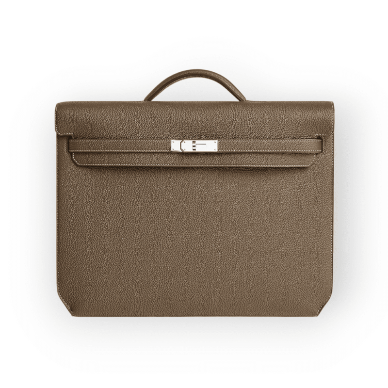 Pre-Owned Hermes Kelly Depeches 36 Briefcase Ecorce Togo Leather With Palladium Hardware