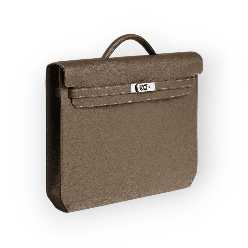 Pre-Owned Hermes Kelly Depeches 36 Briefcase Ecorce Togo Leather With Palladium Hardware