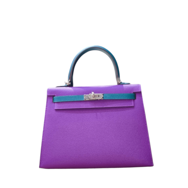 Pre-Owned Hermes Kelly 25 Chevre leather Purple GHW