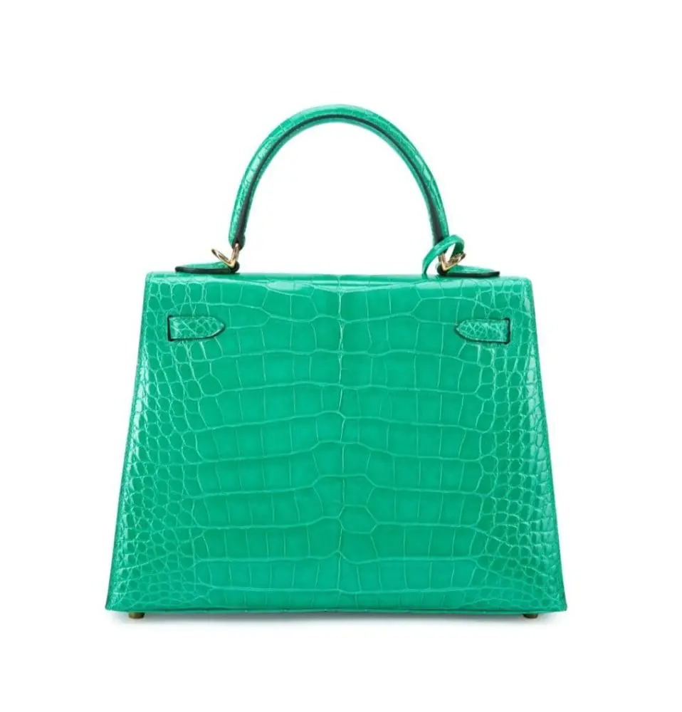 Pre-Owned Hermes Sac Kelly 25 Vert Jade Shiny Alligator GHW - Image 3