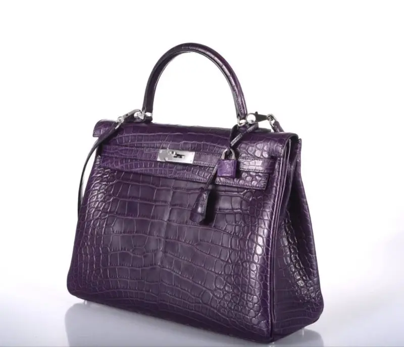 Pre-Owned Hermes Kelly 32 Retourne Amethyst Matte Alligator Palladium Hardware