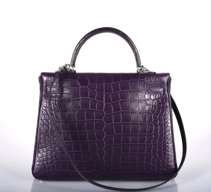 Pre-Owned Hermes Kelly 32 Retourne Amethyst Matte Alligator Palladium Hardware