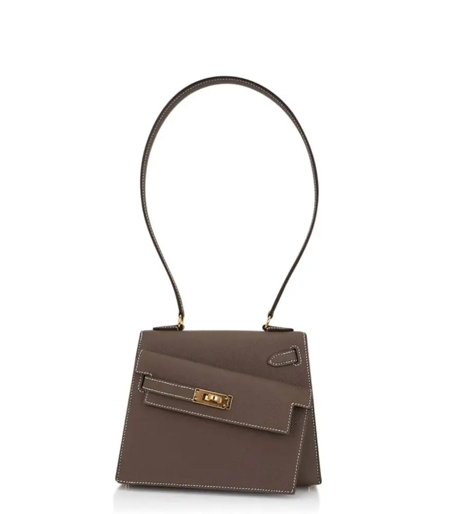 Pre-Owned Hermes Kelly 20 Sellier en Desordre Etoupe Epsom Leather