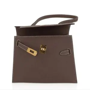 Pre-Owned Hermes Kelly 20 Sellier en Desordre Etoupe Epsom Leather