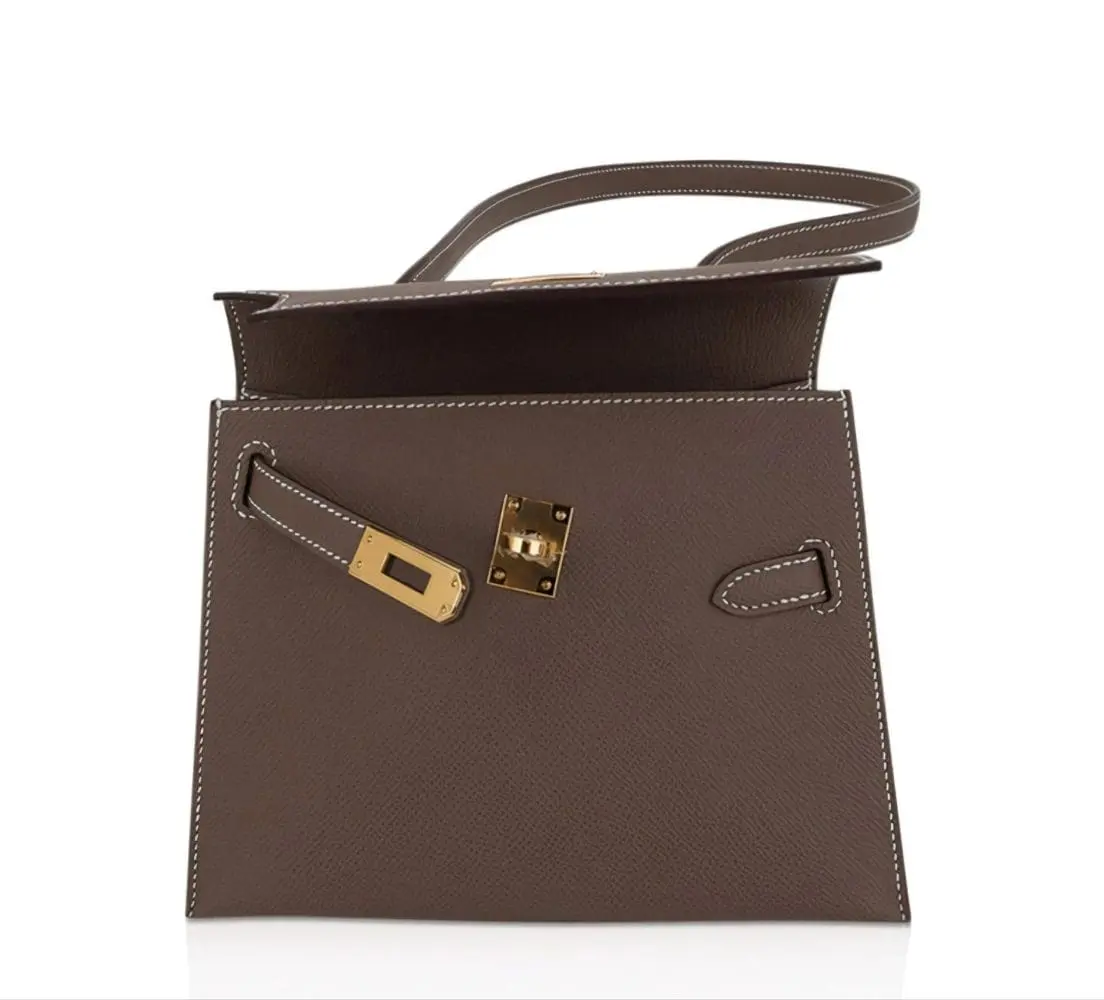 Pre-Owned Hermes Kelly 20 Sellier en Desordre Etoupe Epsom Leather - Image 3