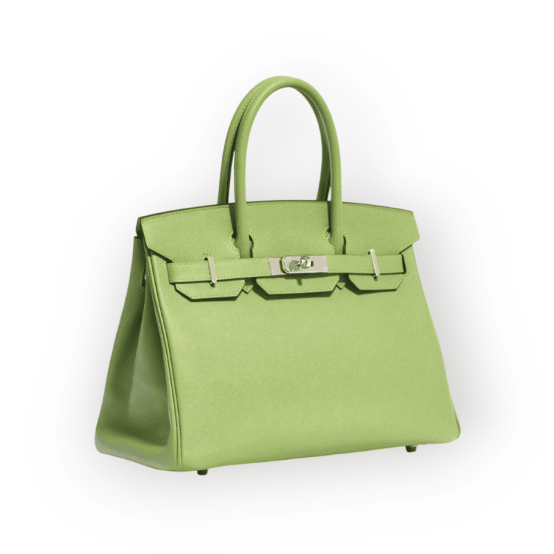 Pre-Owned Hermes Birkin 30 Vert Bamboo Togo Leather With Palladium Hardware
