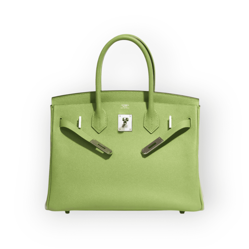 Pre-Owned Hermes Birkin 30 Vert Bamboo Togo Leather With Palladium Hardware