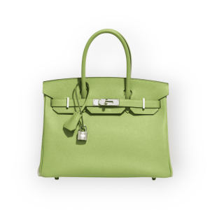 Pre-Owned Hermes Birkin 30 Vert Bamboo Togo Leather With Palladium Hardware