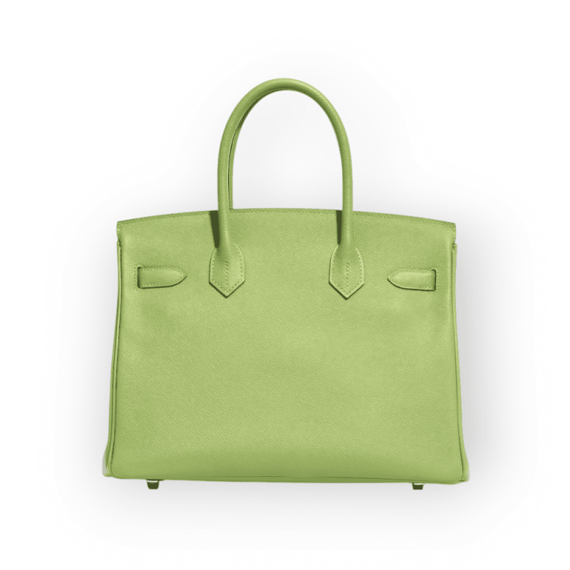 Pre-Owned Hermes Birkin 30 Vert Bamboo Togo Leather With Palladium Hardware