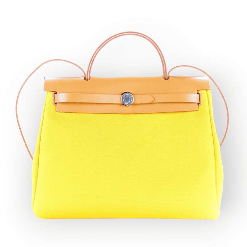 Pre-Owned Hermes Herbag Zip Retourne Cabine 50 Jaune De Naples Color PHW