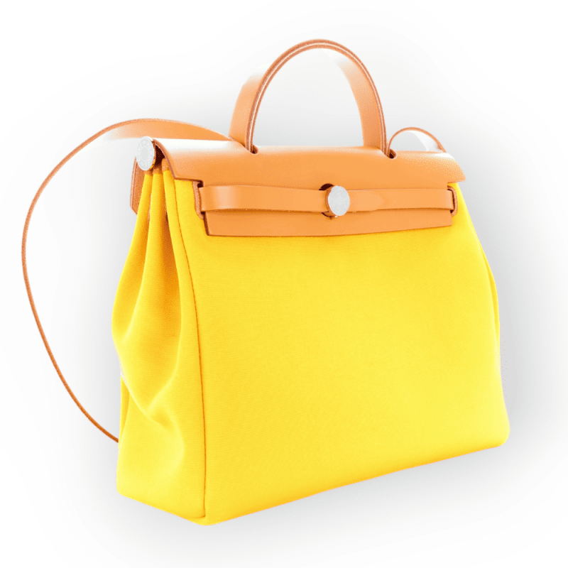 Pre-Owned Hermes Herbag Zip Retourne Cabine 50 Jaune De Naples Color PHW