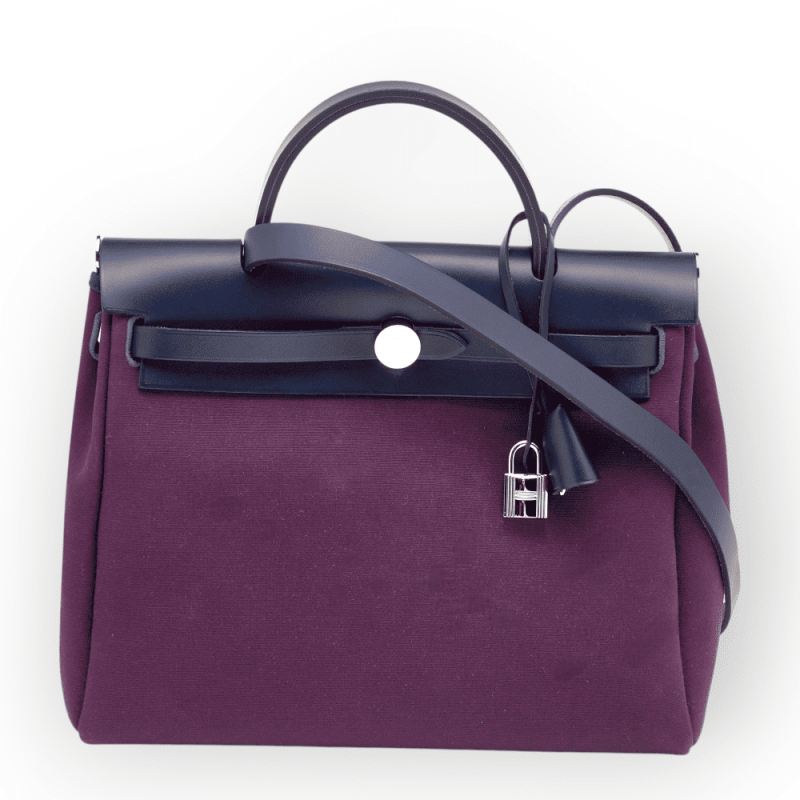 Pre-Owned Hermes Herbag Zip Retourne Cabine 50 Purple with Palladium Hardware