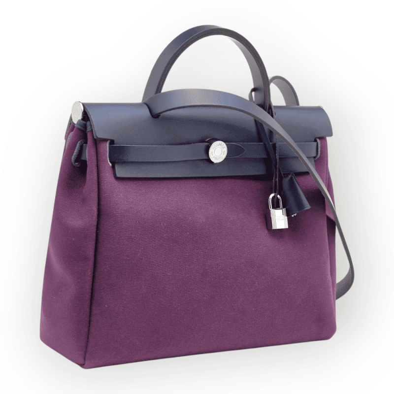 Pre-Owned Hermes Herbag Zip Retourne Cabine 50 Purple with Palladium Hardware