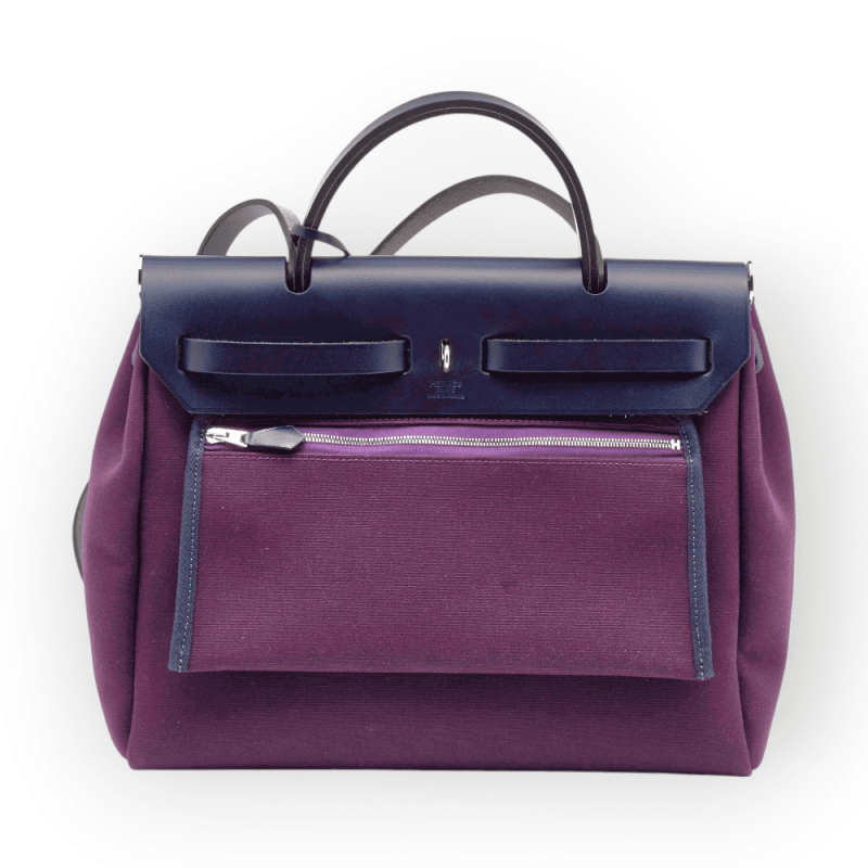 Pre-Owned Hermes Herbag Zip Retourne Cabine 50 Purple with Palladium Hardware