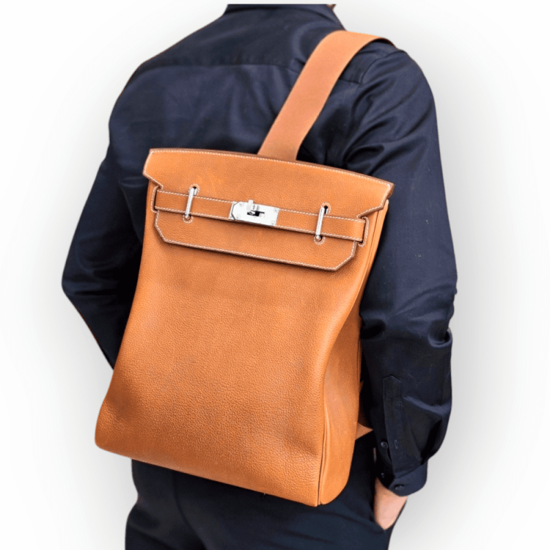 Pre-Owned Hermes Hac A Dos PM Backpack Fauve Barenia Palladium Hardware