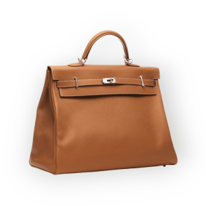 Pre-Owned Hermes Kelly Relax 50 Gold in Taurillon Novillo leather With Palladium Hardware