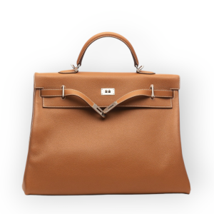 Pre-Owned Hermes Kelly Relax 50 Gold in Taurillon Novillo leather With Palladium Hardware