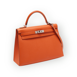Pre-Owned Hermes Kelly 35 Sellier Epsom Veau Orange Palladium Hardware