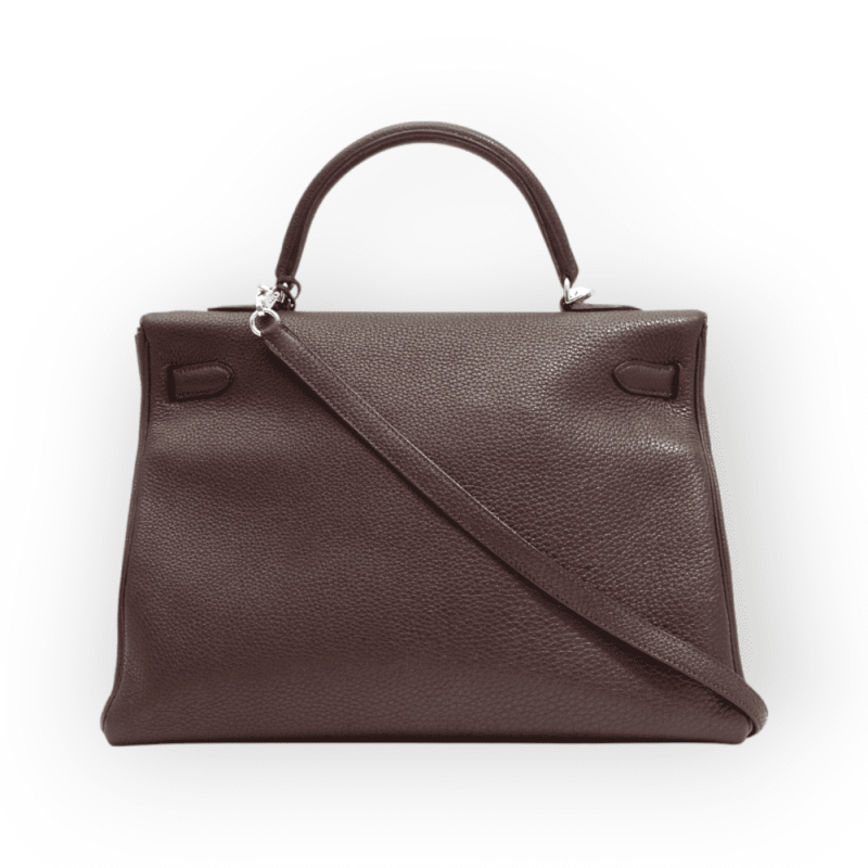 Pre-Owned Hermes Kelly 32 Retourne Cocoa Color Togo Leather With Palladium Hardware