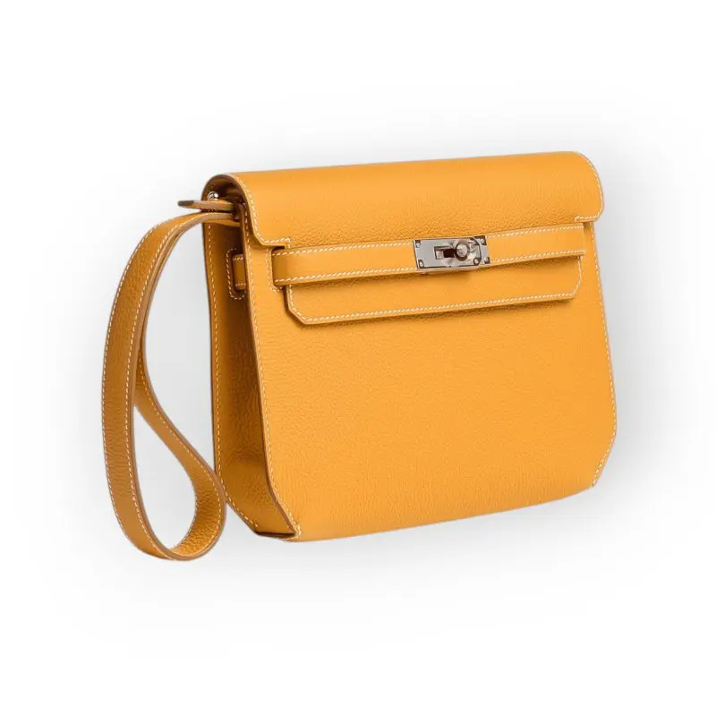 Pre-Owned Hermes Kelly Depeche 25 Pouch Natural Sable Togo Leather PHW