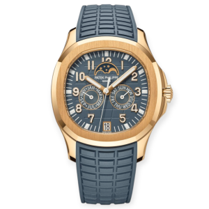 Pre-owned Patek Philippe Aquanaut Luce Blue-Grey Dial Rose Gold Annual Calendar 39.9mm 5261R-001