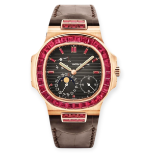 Pre-owned Patek Philippe Nautilus Rose Gold 40.5mm Rose Gold Ruby Set 5724R/12R