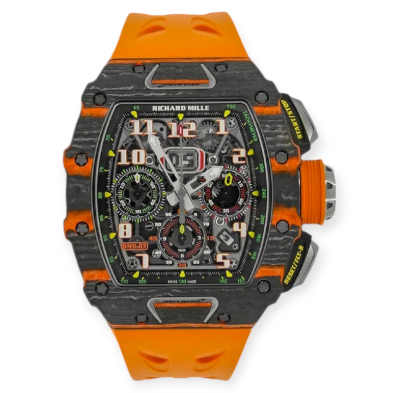 Pre-owned Richard Mille RM 11-03 Mclaren Orange Quartz Carbon TPT Automatic Watch