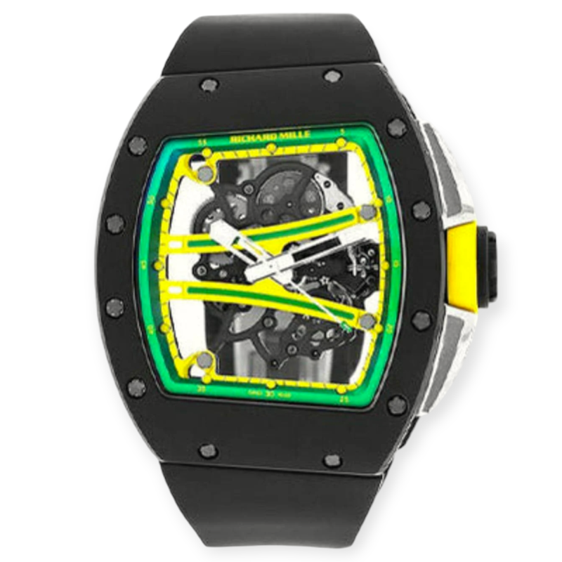 Pre-owned Richard Mille RM 61-01 Yohan Blake Black Ceramic Black Rubber Strap Men's Watch