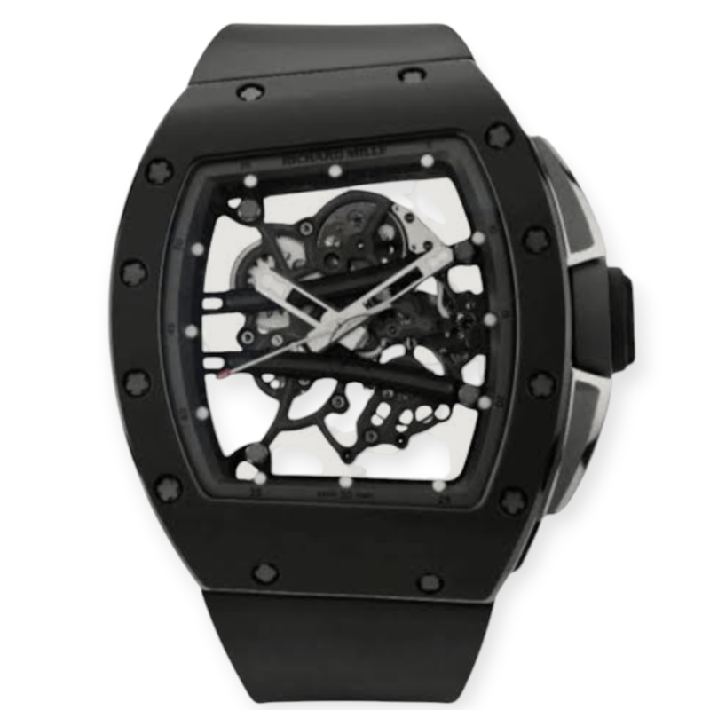 Pre-owned Richard Mille RM 61-01 Yohan Blake Carbon NTPT Black Rubber Strap Men's Watch