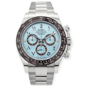 Pre-owned Rolex Cosmograph Daytona Platinum 40mm Arabic Ice Blue Dial 116506
