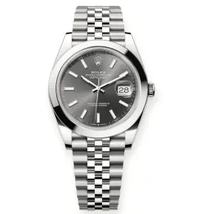 Pre-Owned Rolex DateJust 41mm Rhodium Index Dial Smooth Bezel Jubilee 126300-0008
