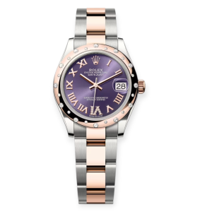 Pre-owned Rolex DateJust Steel & Rose Gold 31mm Aubergine-Roman Vl Diamond Dial Oyster 278341RBR-0019
