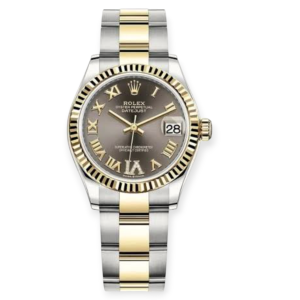Pre-owned Rolex DateJust Steel & Yellow Gold 31mm Dark Grey Diamond Set Dial Oyster 278273-0017
