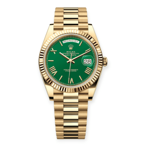 Pre-owned Rolex DayDate Yellow Gold 40mm Green Dial President 228238-0061