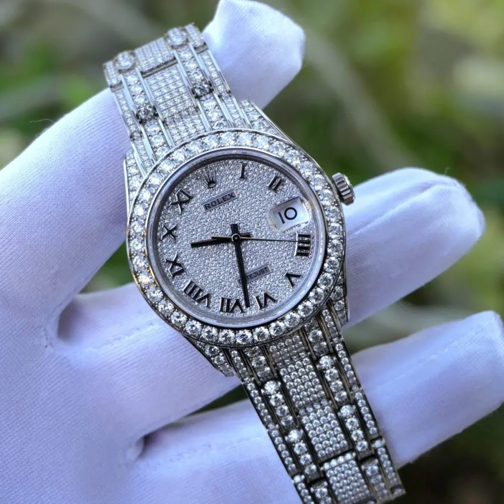 Pre-Owned Rolex DateJust Pearlmaster 39mm White Gold Paved Diamond-Set Dial, Bezel, Bracelet 86409RBR