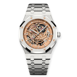 Pre-owned Audemars Piguet Royal Oak Openworked 41mm Pink Gold Toned Dial 15407ST.OO.1220ST.02