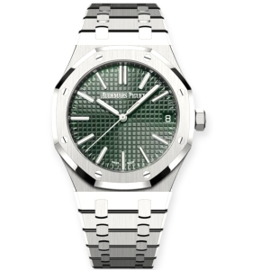 Pre-owned Audemars Piguet Royal Oak Steel Green Dial 41mm 15510ST.OO.1320ST.09