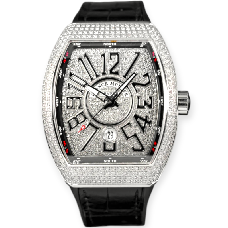 Pre-Owned Franck Muller Vanguard Steel 45mm Aftermarket Diamond Dial with Black Marker V45 SC DT AC NR