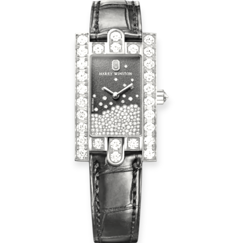 Pre-Owned Harry Winston Avenue Classic Diamond Drops 21.4mm X 36.1mm White Gold Quartz AVEQHM21WW280