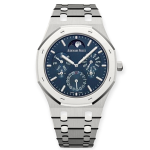 Pre-owned Audemars Piguet Royal Oak Perpetual Calendar Ultra Thin Blue Dial 41mm 26586IP.OO.1240IP.01