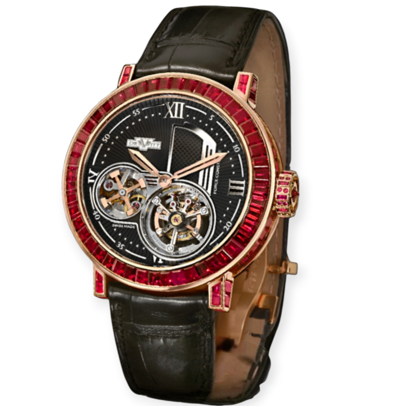 Pre-Owned DeWitt Academia Tourbillon Force Constante Ruby Rose Gold 43mm AC.8300M.53.04.M070
