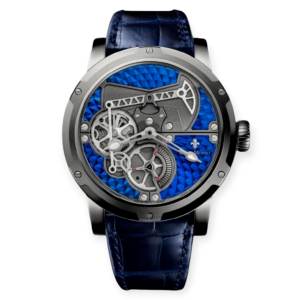 Pre-Owned Louis Moinet Derrick Limited Edition Steel 45.4mm Blue Alligator Strap LM-64.10B.21