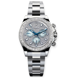 Pre-owned Rolex Cosmograph Daytona Platinum 40mm Ice Blue Diamond Set Dial 116576TBR