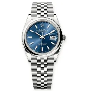 Pre-owned Rolex DateJust Full Steel 36mm Blue Index Dial Jubilee 126200-0005