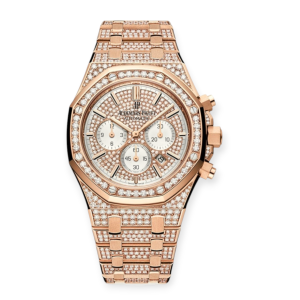 Pre-owned Audemars Piguet Royal Oak Chronograph Rose Gold 41mm Diamond Paved Dial 26322OR.ZZ.1222OR.01