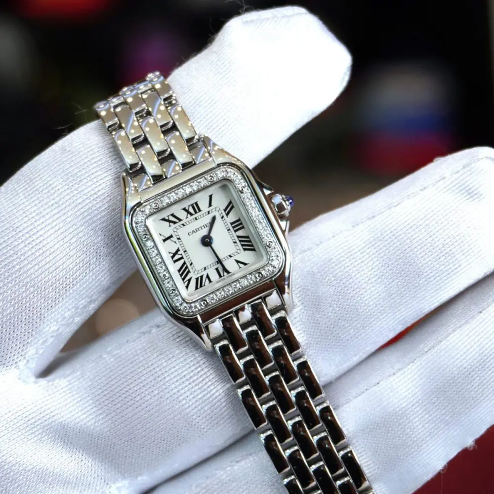 Pre-Owned Cartier Panthere Medium Size Stainless Steel Silver Dial 23mm x 30mm WSPN0006