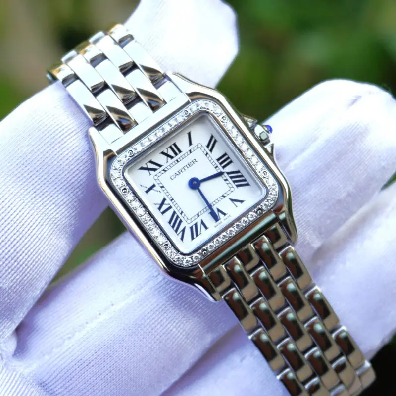 Pre-Owned Cartier Panthere Medium Size Stainless Steel Silver Dial 27mmX37mm WSPN0007