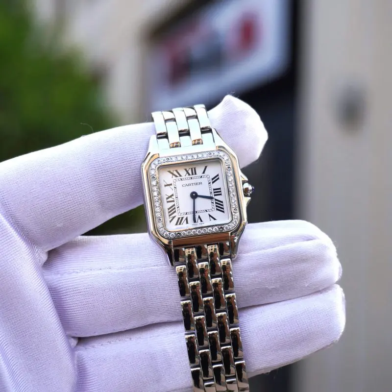 Pre-Owned Cartier Panthere Medium Size Stainless Steel Silver Dial 27mmX37mm WSPN0007