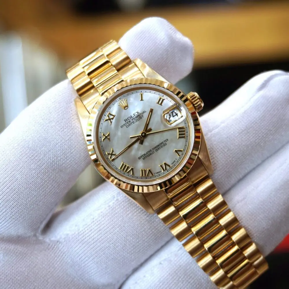 Pre-Owned Rolex DateJust 31mm Full Yellow Gold Mop Dial President Bracelet 68278