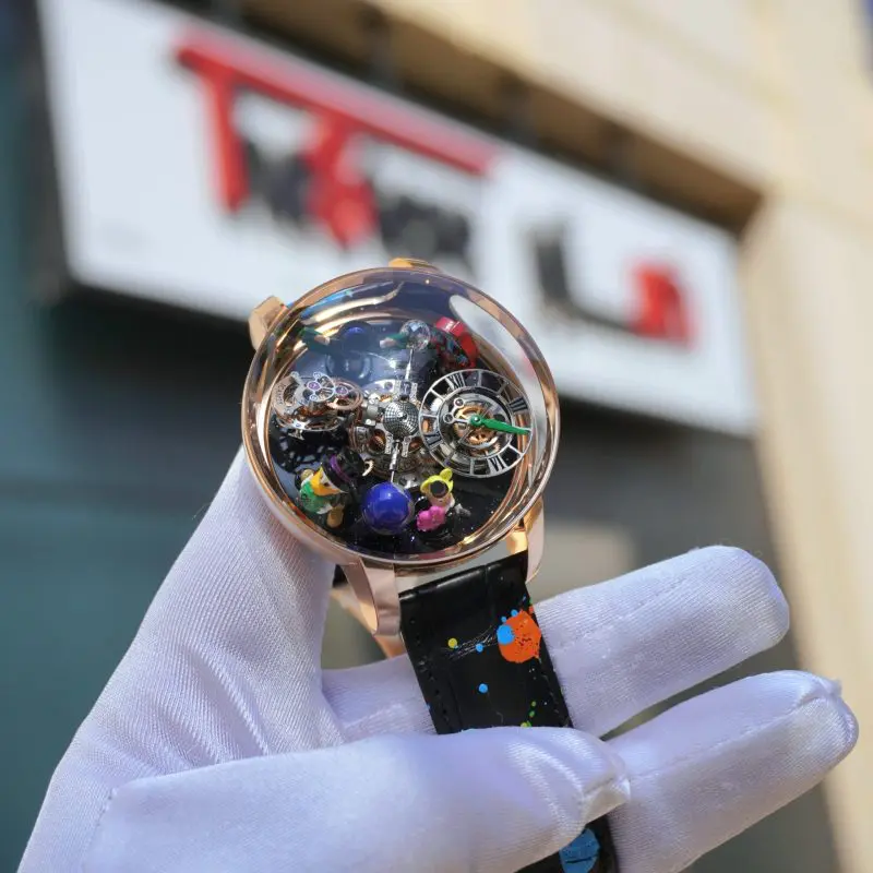 Pre-Owned Jacob & Co. Astronomia 'Alec Monopoly' Double Tourbillon, Engraved, Lacquered, Miniature Painting  AT102.40.AG.AA.ABALA